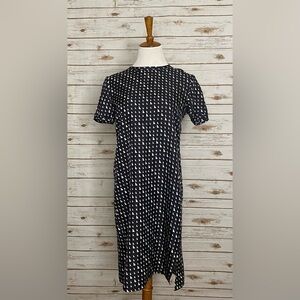 Theory black/white geometric silk T-shirt dress